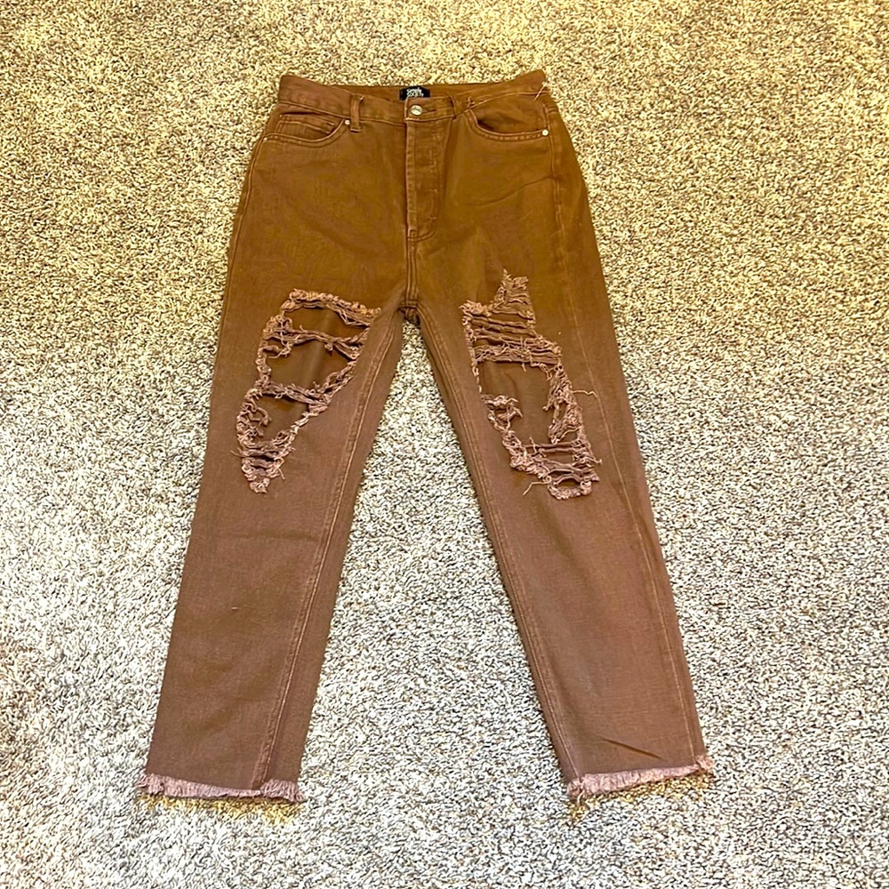 Brown ripped jeans